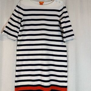 NWT Striped Blue and White Dress with Orange Hem